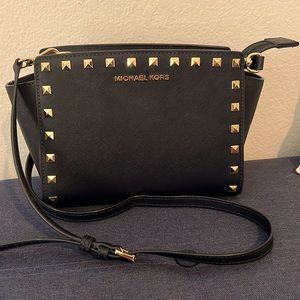Black Michael Kors purse w gold studding